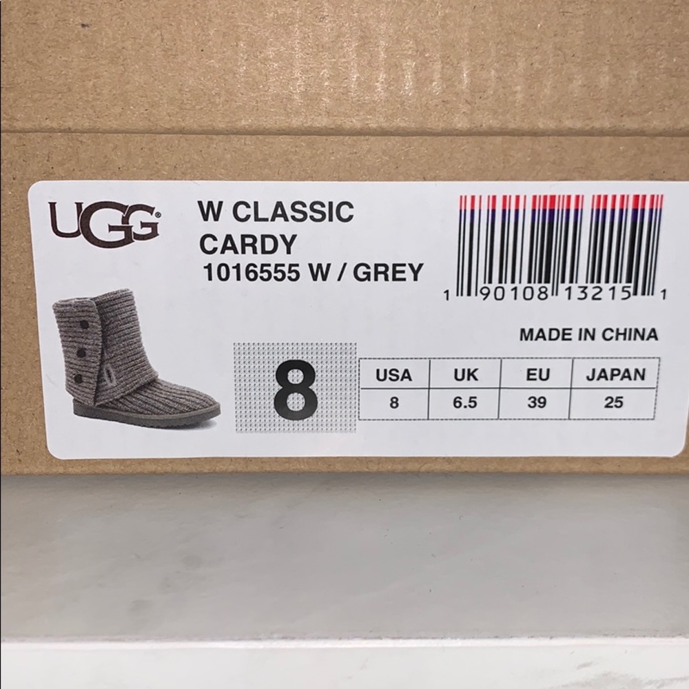 COPY - UGG W CLASSIC CARDY W GREY SIZE 8 NWB